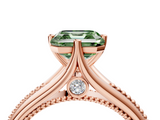 Rose gold Fancy Green Asscher  Solitaire Beaded Band Six-Prong Setting_4