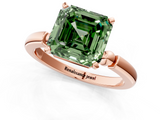 Rose gold Fancy Green Asscher  Solitaire Beaded Band with Four-Prong Setting_1