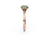 Rose gold Fancy Green Asscher  Solitaire Beaded Band with Four-Prong Setting_2