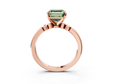 Rose gold Fancy Green Asscher  Solitaire Beaded Band with Four-Prong Setting_3