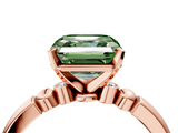 Rose gold Fancy Green Asscher  Solitaire Beaded Band with Four-Prong Setting_4