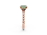 Rose gold Fancy Green Asscher  Solitaire Bezel Accent Diamond Engagement Ring with Beaded Band and Four-Prong Setting_2