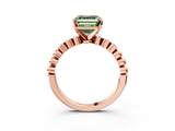 Rose gold Fancy Green Asscher  Solitaire Bezel Accent Diamond Engagement Ring with Beaded Band and Four-Prong Setting_3