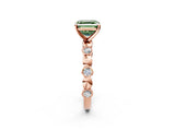 Rose gold Fancy Green Asscher  Solitaire Bezel-Set Diamond Ring with Beaded Band and Four-Prong Setting_31
