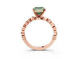 Rose gold Fancy Green Asscher  Solitaire Bezel-Set Diamond Ring with Beaded Band and Four-Prong Setting_32