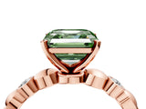 Rose gold Fancy Green Asscher  Solitaire Bezel-Set Diamond Ring with Beaded Band and Four-Prong Setting_33