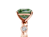 Rose gold Fancy Green Asscher  Solitaire Bezel-Set Diamond Ring with Beaded Band and Four-Prong Setting_34