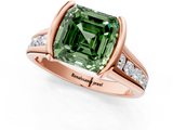 Rose gold Fancy Green Asscher  Solitaire Bezel-Set Diamond Ring with Channel-Set Band_17
