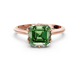 Rose gold Fancy Green Asscher  Solitaire Cathedral Diamond Ring with Six-Prong Setting_22