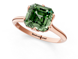 Rose gold Fancy Green Asscher  Solitaire Cathedral Diamond Ring with Six-Prong Setting_23