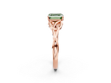 Rose gold Fancy Green Asscher  Solitaire Celtic Knot Engagement Ring with Four-Prong Setting_2