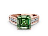 Rose gold Fancy Green Asscher  Solitaire Channel-Set Diamond Engagement Ring with Four-Prong Setting_29