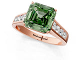 Rose gold Fancy Green Asscher  Solitaire Channel-Set Diamond Engagement Ring with Four-Prong Setting_30