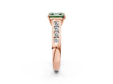 Rose gold Fancy Green Asscher  Solitaire Channel-Set Diamond Engagement Ring with Four-Prong Setting_31