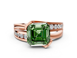 Rose gold Fancy Green Asscher  Solitaire Channel-Set Split Shank Ring with Tension Prong Setting_3