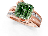 Rose gold Fancy Green Asscher  Solitaire Channel-Set Split Shank Ring with Tension Prong Setting_4