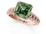 Rose gold Fancy Green Asscher  Solitaire Chevron Pave Diamond Engagement Ring with Six-Prong Setting_1