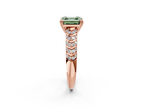 Rose gold Fancy Green Asscher  Solitaire Chevron Pave Diamond Engagement Ring with Six-Prong Setting_2