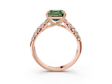 Rose gold Fancy Green Asscher  Solitaire Chevron Pave Diamond Engagement Ring with Six-Prong Setting_3