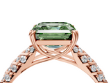 Rose gold Fancy Green Asscher  Solitaire Chevron Pave Diamond Engagement Ring with Six-Prong Setting_4