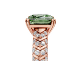 Rose gold Fancy Green Asscher  Solitaire Chevron Pave Diamond Engagement Ring with Six-Prong Setting_5