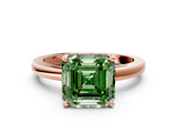 Rose gold Fancy Green Asscher  Solitaire Diamond Engagement Ring with Four-Prong Setting on a Classic Band_19