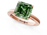 Rose gold Fancy Green Asscher  Solitaire Diamond Engagement Ring with Four-Prong Setting on a Classic Band_20