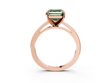 Rose gold Fancy Green Asscher  Solitaire Diamond Engagement Ring with Four-Prong Setting on a Classic Band_22
