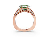 Rose gold Fancy Green Asscher  Solitaire Diamond Engagement Ring with Pave Band and Four-Prong Setting 4