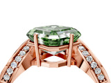 Rose gold Fancy Green Asscher  Solitaire Diamond Engagement Ring with Pave Band and Four-Prong Setting 5