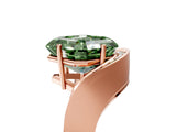 Rose gold Fancy Green Asscher  Solitaire Diamond Engagement Ring with Pave Band and Four-Prong Setting