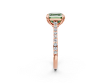 Rose gold Fancy Green Asscher  Solitaire Diamond Engagement Ring with Pave Band and Six-Prong Setting_2