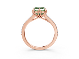 Rose gold Fancy Green Asscher  Solitaire Diamond Engagement Ring with Pave Band and Six-Prong Setting_3