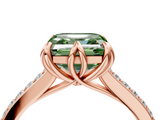 Rose gold Fancy Green Asscher  Solitaire Diamond Engagement Ring with Pave Band and Six-Prong Setting_4