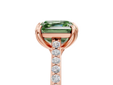 Rose gold Fancy Green Asscher  Solitaire Diamond Engagement Ring with Pave Band and Six-Prong Setting_5