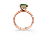 Rose gold Fancy Green Asscher  Solitaire Diamond Engagement Ring with XO Engraved Band and Four-Prong Setting 3
