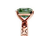 Rose gold Fancy Green Asscher  Solitaire Diamond Engagement Ring with XO Engraved Band and Four-Prong Setting 5
