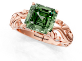 Rose gold Fancy Green Asscher  Solitaire Diamond Leaf Vine Band with Prong Setting_18