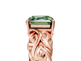 Rose gold Fancy Green Asscher  Solitaire Diamond Leaf Vine Band with Prong Setting_22