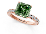 Rose gold Fancy Green Asscher  Solitaire Diamond Pavé Band with Four-Prong Setting_1