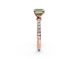 Rose gold Fancy Green Asscher  Solitaire Diamond Pavé Band with Four-Prong Setting_2
