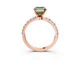 Rose gold Fancy Green Asscher  Solitaire Diamond Pavé Band with Four-Prong Setting_3