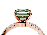 Rose gold Fancy Green Asscher  Solitaire Diamond Pavé Band with Four-Prong Setting_4