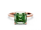 Rose gold Fancy Green Asscher  Solitaire Diamond Ring with 4-Prong Setting on a Classic Band_3