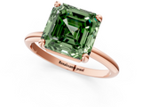 Rose gold Fancy Green Asscher  Solitaire Diamond Ring with 4-Prong Setting on a Classic Band_4