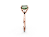 Rose gold Fancy Green Asscher  Solitaire Diamond Ring with 4-Prong Setting on a Classic Band_5