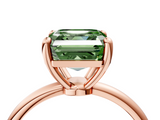 Rose gold Fancy Green Asscher  Solitaire Diamond Ring with 4-Prong Setting on a Classic Band_7
