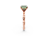 Rose gold Fancy Green Asscher  Solitaire Diamond Ring with Bamboo Band and Four-Prong Setting_19
