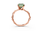 Rose gold Fancy Green Asscher  Solitaire Diamond Ring with Bamboo Band and Four-Prong Setting_20
