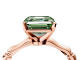 Rose gold Fancy Green Asscher  Solitaire Diamond Ring with Bamboo Band and Four-Prong Setting_21